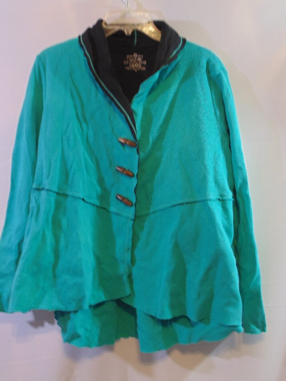 Neon Buddha White Lotus Jacket Womens L green/black, toggle buttons XL